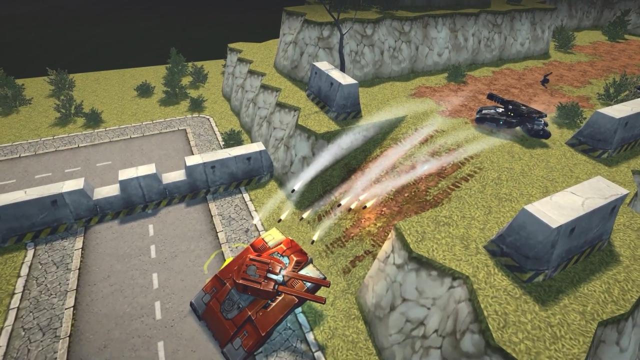 3D坦克被火箭炮雨攻击的超级坦克