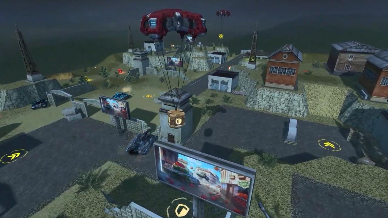 3D 坦克高原地图夜景模式正在徐徐降落的金盒子