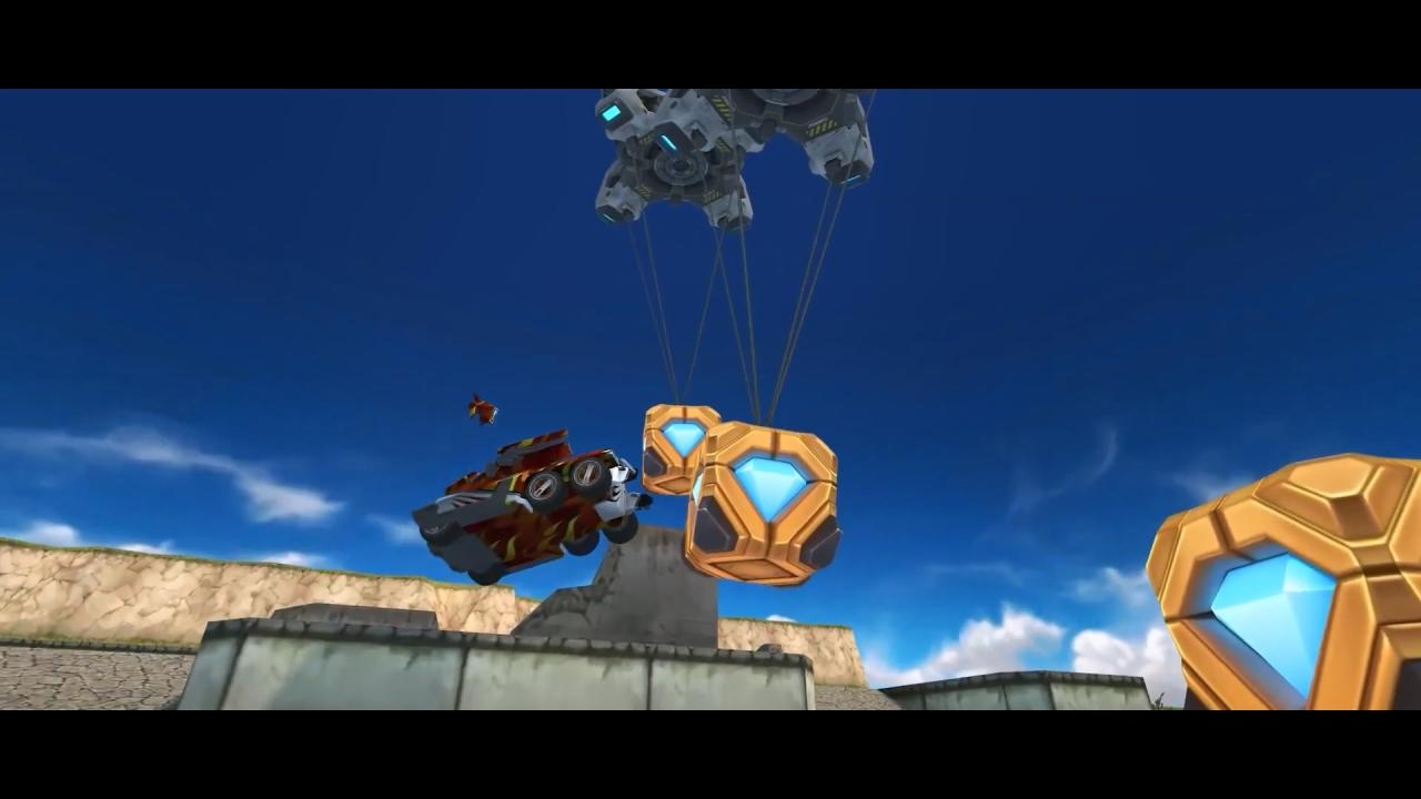 3D坦克通过无人机空投的金水晶