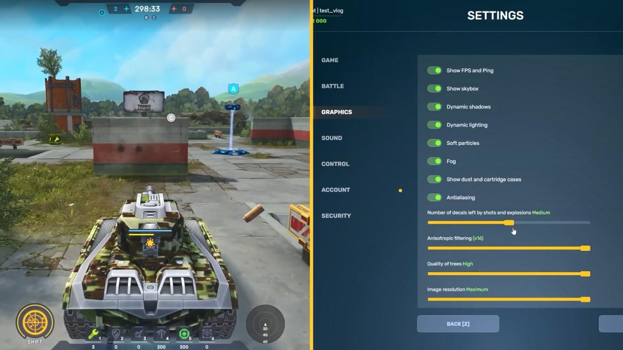 3D在设置图形选项卡中设置坦克弹痕数量