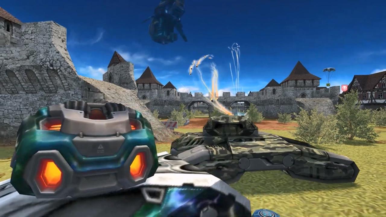 3D坦克蝎型炮弹发射的火箭弹在黑色城堡地图