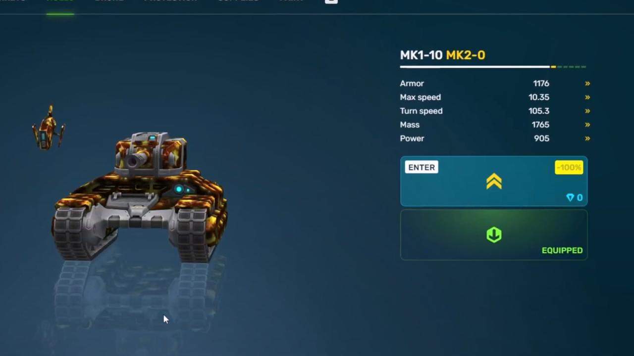 3D坦克装备强化界面