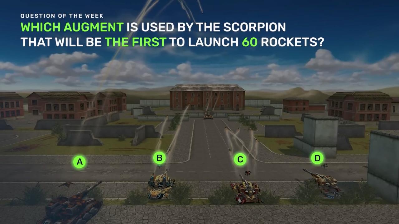 3D坦克每周猜猜看问题：哪辆装备增强的蝎型炮塔可以最先发射完？