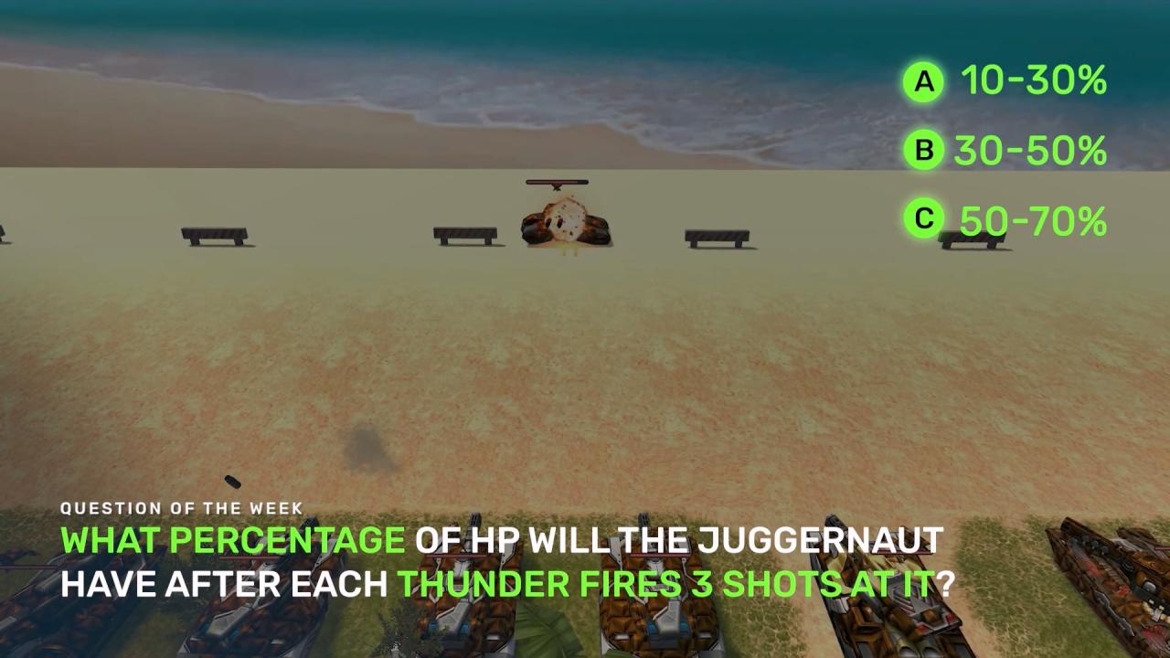 3D坦克每周猜猜看问题:被每辆雷暴炮炮击3次后,超级坦克的护甲还剩下多少?