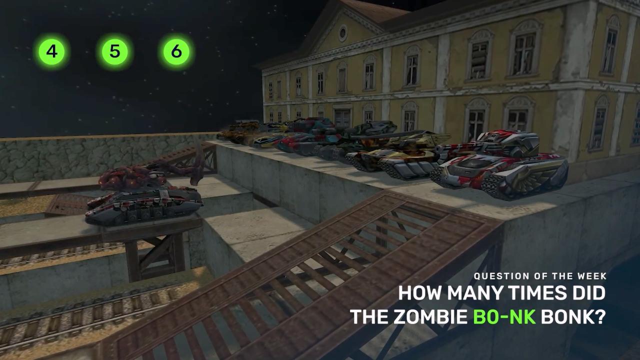 3D坦克每周猜猜看问题：僵尸B0-NK碰撞了多少次？